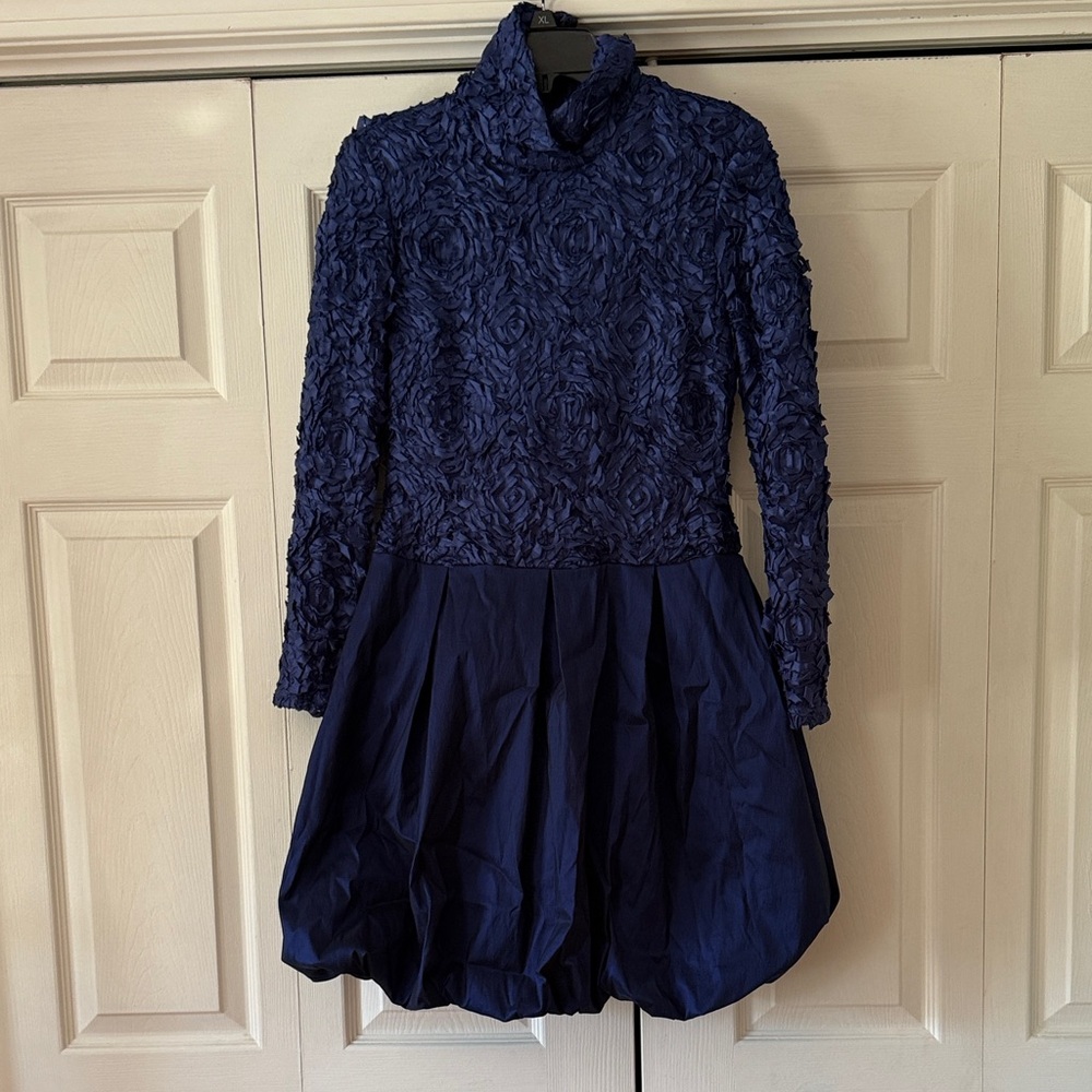 Samuel Dong Navy Blue Textured Dress